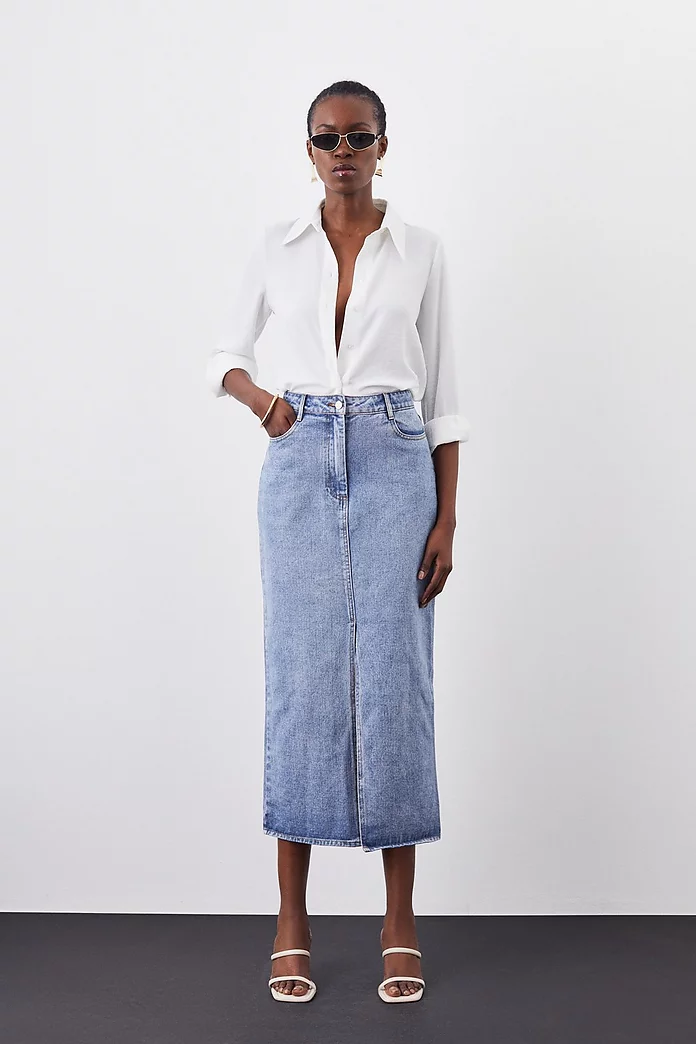Denim Maxi Skirt | Karen Millen Denim Maxi Skirt | Karen Millen